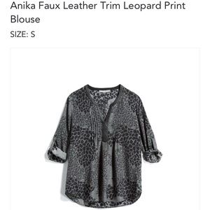 Daniel rainn Anika faux leather trim leopard blouse